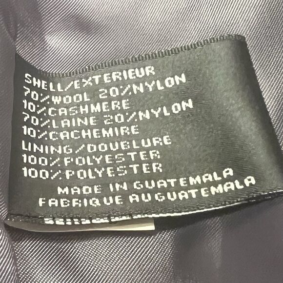 DKNY Charcoal Wool Cashmere Coat Belted Long Overcoat Size 12 NWOT Quiet Luxury - Picture 8 of 11